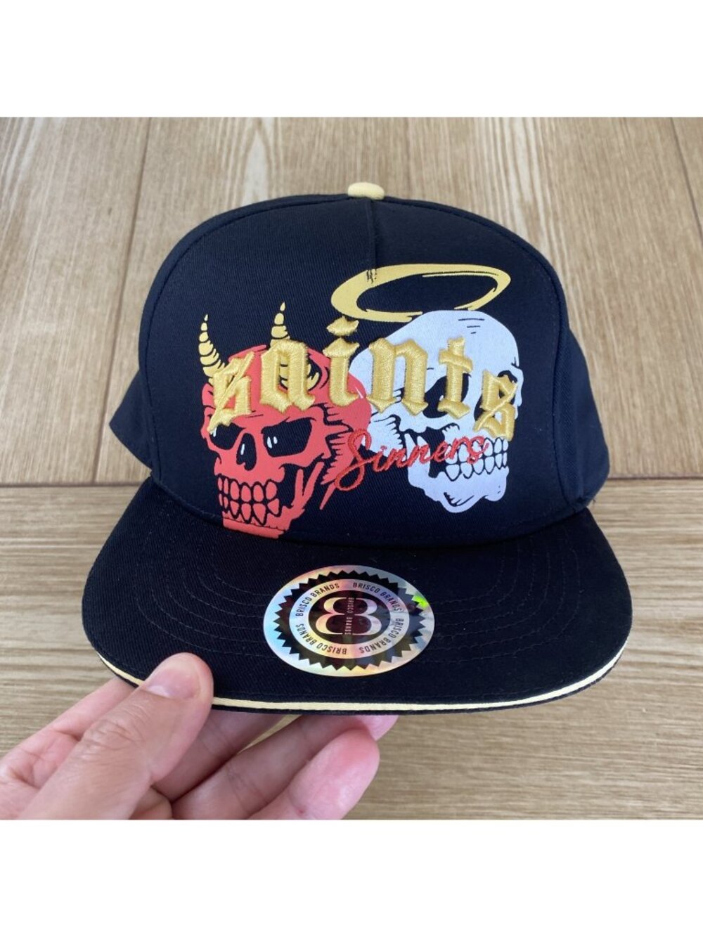 Saints & Sinners Mens Baseball Cap Skull Snapback Adjustable Size